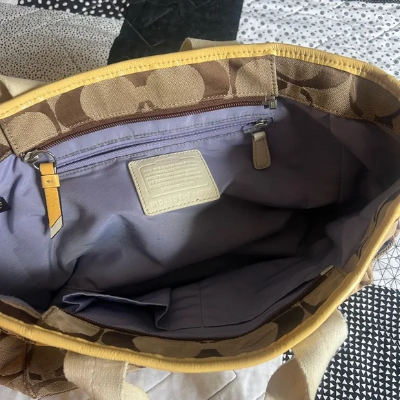 Coach Brown and Yellow Shoulder Bag - Picture 3 of 3